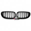 CALANDRES SPORT NOIRES DOUBLE AILETTES BMW SERIE 5 E60 BERLINE & E61 TOURING PHASES 1 et 2 (04786)