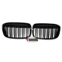 GRILLES CALANDRES SPORT NOIRES BRILLANTES DOUBLE AILETTES BMW X1 F48 APRES 2014 (04787)