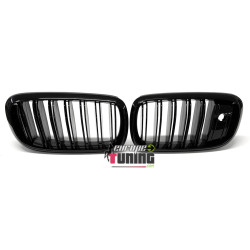 CALANDRES SPORT NOIR BRILLANT DOUBLES LAMES BMW X5 F15 ET X6 F16 AVEC CAMERA (05123)