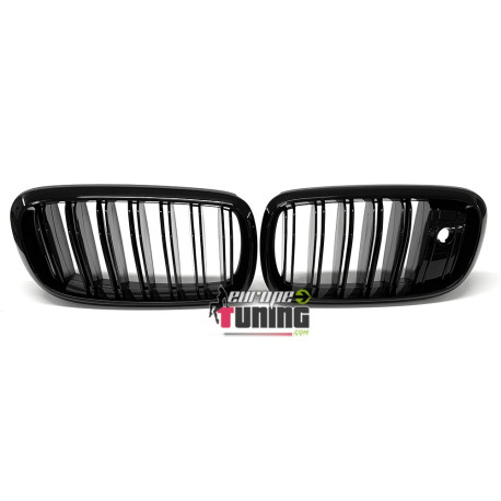 CALANDRES SPORT NOIR BRILLANT DOUBLES LAMES BMW X5 F15 ET X6 F16 AVEC CAMERA (05123)