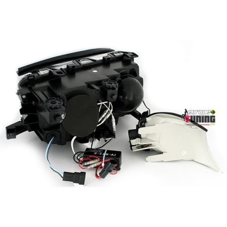 PHARES NOIRS A ANNEAUX FEUX ANGEL EYES CCFL BMW SERIE 3 E46 COUPE CABRIOLET 99-03 (05165)