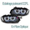 PHARES NOIRS A ANNEAUX FEUX ANGEL EYES CCFL BMW SERIE 3 E46 COUPE CABRIOLET 99-03 (05165)