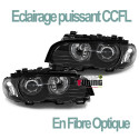 PHARES NOIRS A ANNEAUX FEUX ANGEL EYES CCFL BMW SERIE 3 E46 COUPE CABRIOLET 99-03 (05165)
