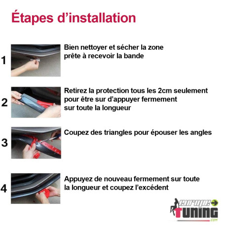 SPOILER BANDE UNIVERSEL CARBONE ET BANDE ROUGE POUR PARE-CHOCS ET BAS DE CAISSE (05167)