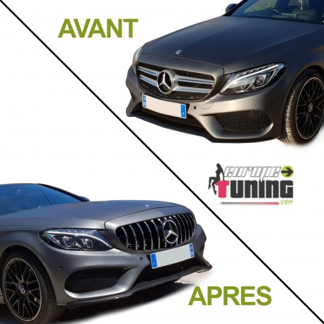 GRILLE CALANDRE NOIRE ET CHROME SPORT MERCEDES CLASSE C W205 (04784)