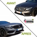 GRILLE CALANDRE NOIRE ET CHROME SPORT MERCEDES CLASSE C W205 (04784)