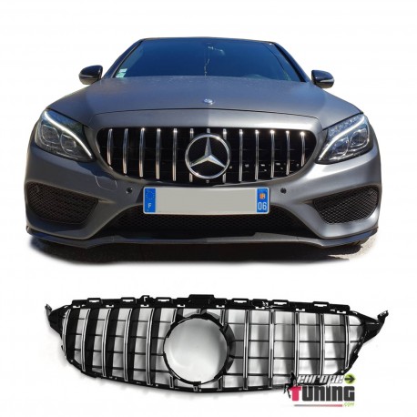GRILLE CALANDRE NOIRE ET CHROME SPORT MERCEDES CLASSE C W205 (04784)