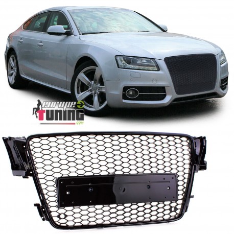 CALANDRE SPORT LIGNE RS5 FULL BLACK POUR AUDI A5 8T 2007-2011 PH1 (05281)