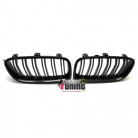 GRILLES CALANDRES SPORT DOUBLES LAMES LOOK CARBONE BMW SERIE 3 F30 & F31 (05291)