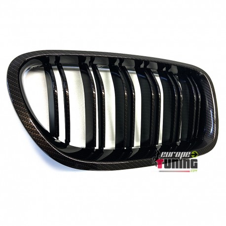 GRILLES CALANDRES SPORT DOUBLES LAMES LOOK CARBONE BMW SERIE 5 F10 ET F11 (05303)