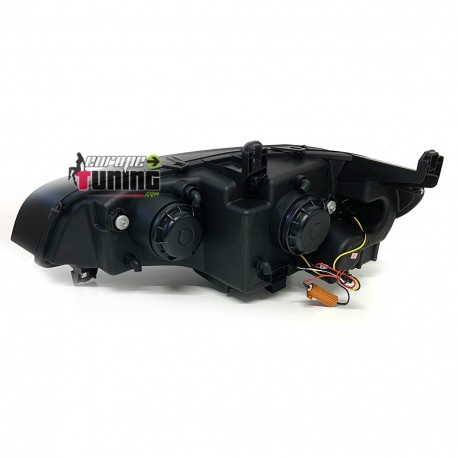 PHARES NOIRS DRL ANGEL EYES ANNEAUX 3D FEUX DE JOUR BMW X5 E70 2007-2013 (05349)