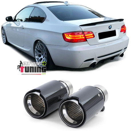 2 SORTIES SILENCIEUX ECHAPPEMENT SPORT CARBONE PACK M V8 UNIVERSELLES BMW (05389)