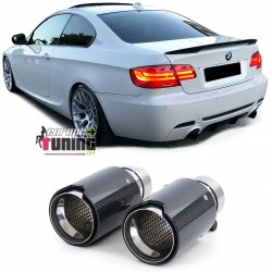 2 SORTIES SILENCIEUX ECHAPPEMENT SPORT CARBONE PACK M V8 UNIVERSELLES BMW (05389)