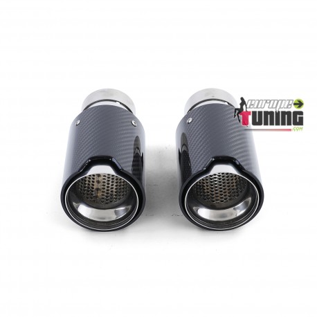 2 SORTIES SILENCIEUX ECHAPPEMENT SPORT CARBONE PACK M V8 UNIVERSELLES BMW (05389)