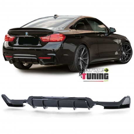DIFFUSEUR SPORT NOIR BRILLANT SORTIES DROITE ET GAUCHE BMW SERIE 4 COUPE F32 F36 PACK M (05395)