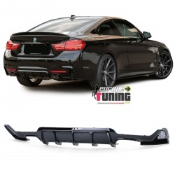 DIFFUSEUR SPORT NOIR BRILLANT 4 SORTIES DROITE GAUCHE BMW SERIE 4 COUPE F32 F36 PACK M (05396)