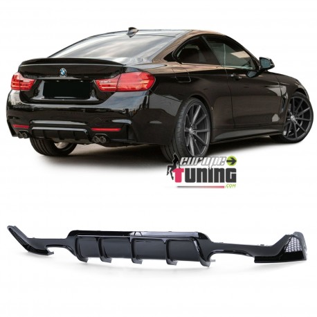 DIFFUSEUR SPORT NOIR BRILLANT 4 SORTIES DROITE GAUCHE BMW SERIE 4 COUPE F32 F36 PACK M (05396)