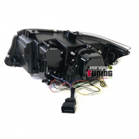 OPTIQUES PHARES NOIRS ANNEAUX LED 3D AU XENON BMW SERIE 3 E90 & E91 2008-2012 PH2 (05458)