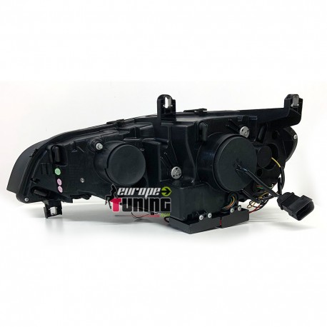 PHARES NOIRS ANNEAUX LED 3D 6000K AU XENON AVEC FEUX DE VIRAGES BMW X5 E70 2007-2010 PH1 (05348)