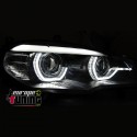 PHARES NOIRS ANNEAUX LED 3D 6000K AU XENON AVEC FEUX DE VIRAGES BMW X5 E70 2007-2010 PH1 (05348)