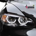 PHARES NOIRS ANNEAUX LED 3D 6000K AU XENON AVEC FEUX DE VIRAGES BMW X5 E70 2007-2010 PH1 (05348)
