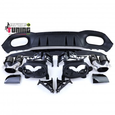 DIFFUSEUR FULL BLACK SPORT AVEC DOUBLES SORTIES RONDES MERCEDES CLASSE A W177 PACK AMG (05478)