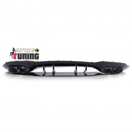 DIFFUSEUR FULL BLACK SPORT AVEC DOUBLES SORTIES RONDES MERCEDES CLASSE A W177 PACK AMG (05478)