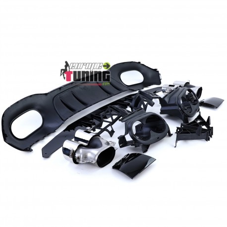 DIFFUSEUR NOIR SPORT AVEC DOUBLES SORTIES RONDES CHROME MERCEDES CLASSE A W177 PACK SPORT (05481)