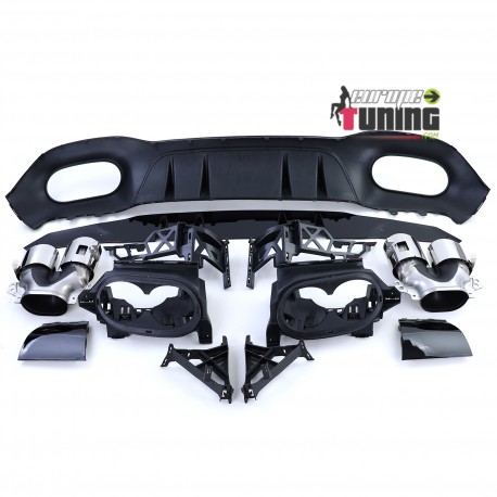 DIFFUSEUR NOIR SPORT AVEC DOUBLES SORTIES RONDES CHROME MERCEDES CLASSE A W177 PACK SPORT (05481)