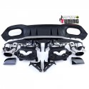 DIFFUSEUR NOIR SPORT AVEC DOUBLES SORTIES RONDES CHROME MERCEDES CLASSE A W177 PACK SPORT (05481)
