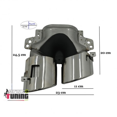 DIFFUSEUR NOIR SPORT AVEC DOUBLES SORTIES RONDES CHROME MERCEDES CLASSE A W177 PACK SPORT (05481)