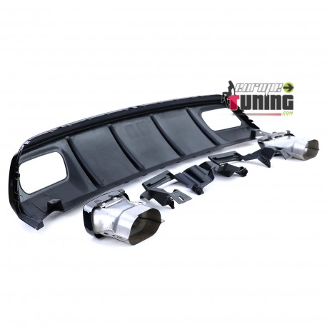 DIFFUSEUR FULL BLACK SPORT DOUBLES SORTIES MERCEDES CLASSE A W176 PH2 2015-2018 PACK SPORT (05482)