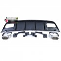 DIFFUSEUR FULL BLACK SPORT DOUBLES SORTIES MERCEDES CLASSE A W176 PH2 2015-2018 PACK SPORT (05482)