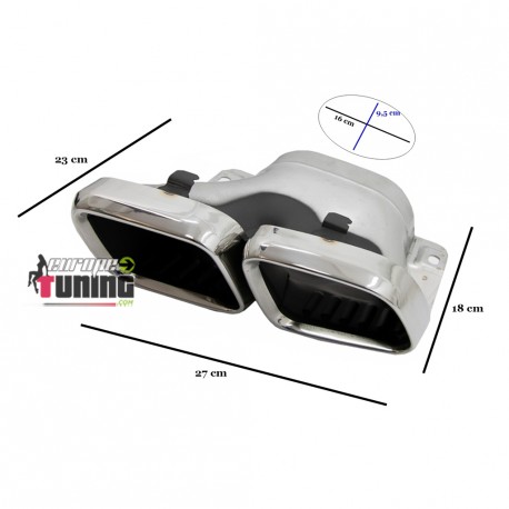 DIFFUSEUR NOIR AVEC SORTIES CHROME LIGNE AMG C63S MERCEDES CLASSE C W205 PH2 PACK SPORT (05484)