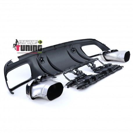 DIFFUSEUR NOIR AVEC SORTIES CHROME LIGNE AMG C63S MERCEDES CLASSE C W205 PH2 PACK SPORT (05484)