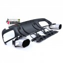 DIFFUSEUR NOIR AVEC SORTIES CHROME LIGNE AMG C63S MERCEDES CLASSE C W205 PH2 PACK SPORT (05484)