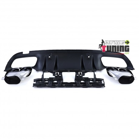 DIFFUSEUR NOIR AVEC SORTIES CHROME LIGNE AMG C63S MERCEDES CLASSE C W205 PH2 PACK SPORT (05484)