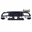 DIFFUSEUR NOIR AVEC SORTIES CHROME LIGNE AMG C63S MERCEDES CLASSE C W205 PH2 PACK SPORT (05484)