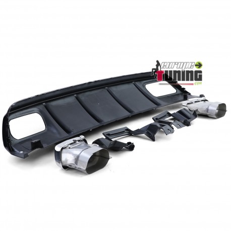 DIFFUSEUR NOIR SPORT DOUBLES SORTIES CHROME MERCEDES CLASSE A W176 PH2 2015-2018 PACK SPORT (05486)