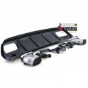DIFFUSEUR NOIR SPORT DOUBLES SORTIES CHROME MERCEDES CLASSE A W176 PH2 2015-2018 PACK SPORT (05486)