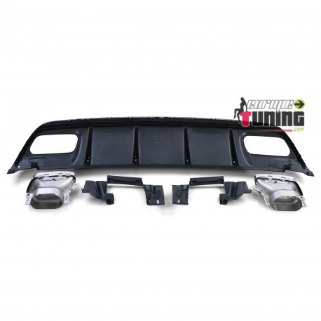 DIFFUSEUR NOIR SPORT DOUBLES SORTIES CHROME MERCEDES CLASSE A W176 PH2 2015-2018 PACK SPORT (05486)