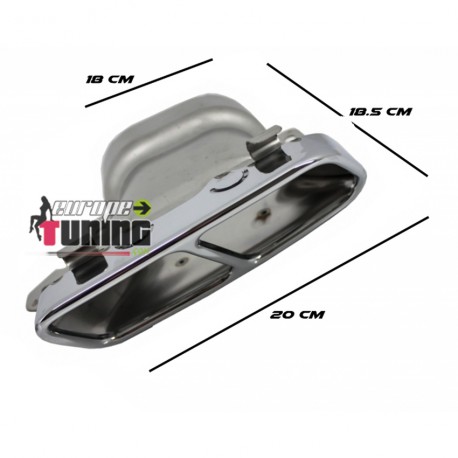 DIFFUSEUR NOIR SPORT DOUBLES SORTIES CHROME MERCEDES CLASSE A W176 PH2 2015-2018 PACK SPORT (05486)