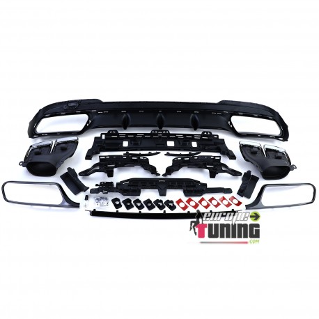 DIFFUSEUR NOIR AVEC SORTIES CHROME LIGNE AMG E63 S MERCEDES CLASSE E W212 PH2 PACK SPORT (05494)