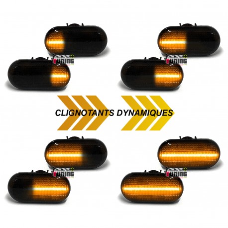 CLIGNOTANTS REPETITEURS SEQUENTIELS LED NOIRS DACIA DUSTER - RENAULT CLIO MEGANE TWINGO ...(05510)