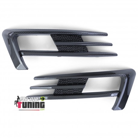 CADRES GRILLES ENJOLIVEURS ANTI BROUILLARD STYLE GTI CARBONE VW GOLF 7 PH1 (05538)