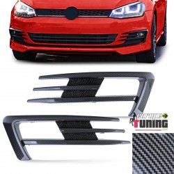 CADRES GRILLES ENJOLIVEURS ANTI BROUILLARD STYLE GTI CARBONE VW GOLF 7 PH1 (05538)