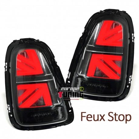 FEUX ARRIERES NOIRS LED UNION JACK MINI COOPER 556 R57 R58 R59 2006-2015 (05597)