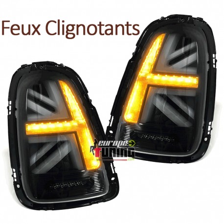 FEUX ARRIERES NOIRS LED UNION JACK MINI COOPER 556 R57 R58 R59 2006-2015 (05597)