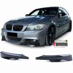 SPOILER LEVRES SPLITTERS NOIR BRILLANT BMW SERIE 3 E90 E91 PHASES 2 PACK M (05599)