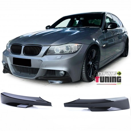 SPOILER LEVRES SPLITTERS NOIR BRILLANT BMW SERIE 3 E90 E91 PHASES 2 PACK M (05599)